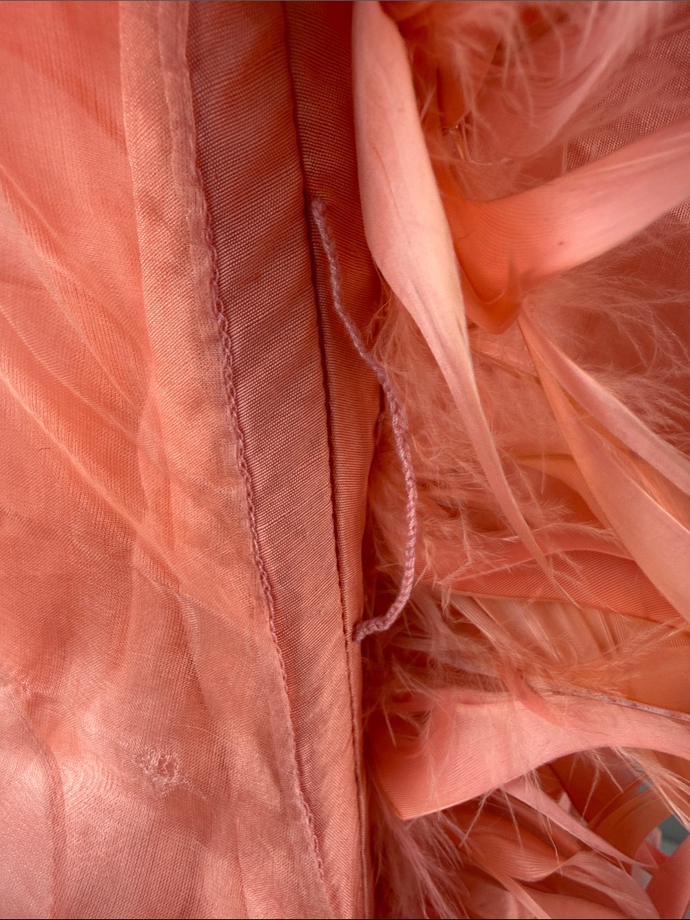 Silk Coral Feathered Short Mini Dress - Picture 7 of 11